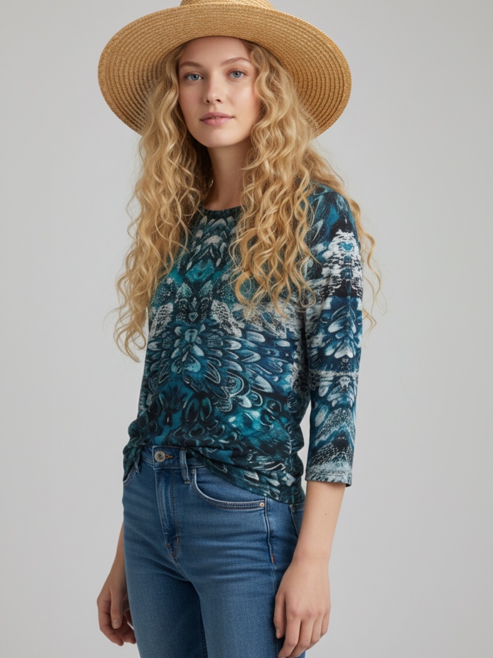 Chico’s -Blue Patterned Women's Top - Picture 7 of 7